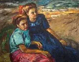 Maurice Vagh-Weinmann, Dwie kobiety na plaży, olej, sklejka