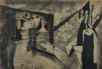 Tadeusz Kantor, Bez tytułu, 1958 r., 1958, monotypia, karton, 29