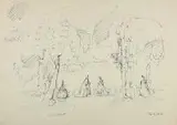 Andrzej Kreütz-Majewski, Projekt scenografii do przedstawienia teatralnego, 1955 r., 1955, piórko, tusz, papier, 29
