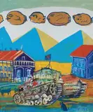 Edward Dwurnik, Koszmarny sen, 2014 r., 2014, akwarela, tempera, papier