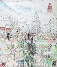 Edward Dwurnik, Ten naród powierzam Chrystusowi-Panu przyszłego wieku…, 1981 r., 1981, tusz, flamaster, papier
