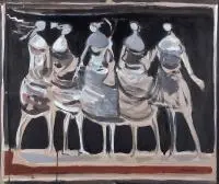 Alfred Aberdam, Tancerki, 1955, 1955, tempera, tusz, papier