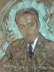 Stanisław Ignacy Witkiewicz, Portret męski, między 7 a 20 IV 1934 r., pastel, papier brązowy, 63