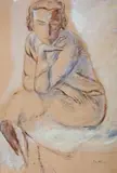 Siedząca (praca dwustronna) by Leopold Gottlieb, technika mieszana, papier, sold Oct 2018