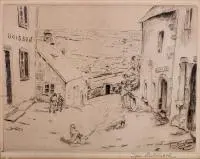Jan Rubczak, Uliczka, sucha igła, papier