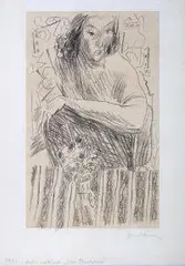 Andrzej Jurkiewicz, Portret kobiety, litografia, papier, 32