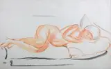 Wojciech Weiss, Akt leżący, akwarela, papier, 23