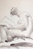 Wojciech Weiss, Czytająca, tusz, akwarela, papier, 38