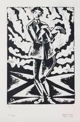 Artur Swinarski tańczący by Stefan Szmaj, linoryt, papier, 22, sold Oct 2018