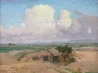 Iwan Trusz, Pejzaż włoski, olej, tektura