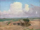 Iwan Trusz, Pejzaż włoski, olej, tektura