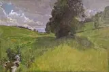 Otto Leiber, Pejzaż, 1945 r., 1945, olej, płyta