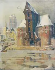 Teodor Urtnowski, Żuraw Gdański, 1910 r., 1910, litografia, papier, 56