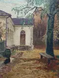Stefan Wyrwicz, Zaułek, olej, tektura