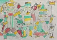 Juliusz Studnicki, Kompozycja figuralna, akwarela, tusz, papier