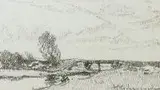 Roman Kochanowski, Pejzaż z mostem, ołówek, papier, 6