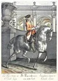 Kłus w prawo po szerokim kole / Le trot à droite sur le cercle large by Johann Elias Ridinger według, litografia kolorowana, papier, 53, sold Oct 2018