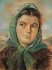 Stanisław Grzyms, Góralka, pastel, papier