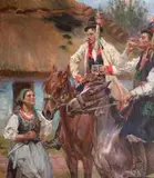 Drużbowie, ok. 1910 r. by Wojciech Kossak, 1910, olej, płótno, sold Aug 2018
