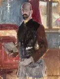 Jacek Malczewski, Autoportret z paletą, olej, tektura