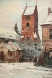 Kościół NMP na Nowym Mieście w Warszawie by Władysław Chmieliński, olej, płótno, sold Aug 2018