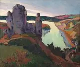 Jan Rubczak, Widok Chateau-Gaillard, olej, płótno