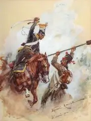 Wojciech Kossak, Potyczka, 1904 r., 1904, gwasz, akwarela, karton