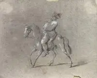Daniel Mikołaj Chodowiecki, Konny portret dyrektora teatru, ok. 1780 r., 1780, tusz, gwasz, papier, 13