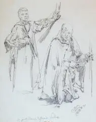 Jan Matejko, Do instalacji Cystersów w Polsce, 1888 r., 1888, ołówek, papier, 24