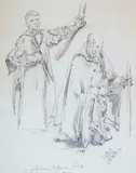 Jan Matejko, Do instalacji Cystersów w Polsce, 1888 r., 1888, ołówek, papier, 24