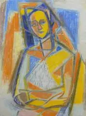 Félicia Pacanowska, Portret kubistyczny, 1952 r., 1952, gwasz, pastel papier
