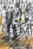W kawiarni by Zygmunt Menkes, pastel, papier, sold Jul 2018