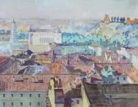 Panorama Wilna by Adam Międzybłocki, akwarela, papier, 28, sold Jul 2018
