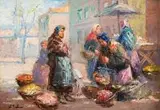 Przekupki by Erno Erb, olej, płyta, sold Jul 2018