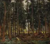 Rudolf Petuel, Pejzaż leśny, olej, płótno