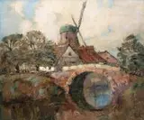 Rudolf Priebe, Młyn, olej, płyta pilśniowa