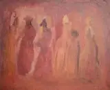 Jadwiga Lesiecka, Grupa w brązach, olej, płótno