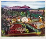 Pejzaż by Moïse Kisling, litografia barwna, papier, 46, sold Jun 2018