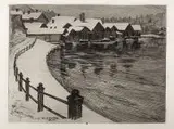 Louis Graf Sparre, Zimowa wioska, 1904 r., 1904, akwatinta, papier, 18