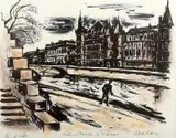 Michel Adlen, La Seine a Paris, litografia, papier, 23