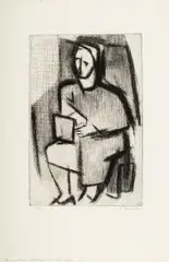 Félicia Pacanowska, Siedząca, 1953 r., 1953, akwatinta, papier, 31