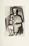 Félicia Pacanowska, Siedząca, 1953 r., 1953, akwatinta, papier, 31