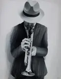 Marek Looney Rybowski, Trębacz, 2018, 2018, spray, płótno