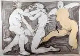 Bez tytułu, 1988 by Franciszek Starowieyski, 1988, olej, prześcieradło, sold Jun 2018