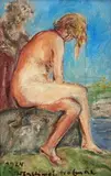 Batszeba i król Dawid, 1924 r. by Wlastimil Hofman, 1924, olej, tektura, sold May 2018