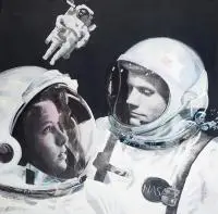 Michał Żesławski, (my)space, 2014, 2014, akryl, kolaż, płótno