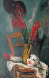 Kwiaty i maska by Zygmunt Menkes, olej, płótno, sold May 2018
