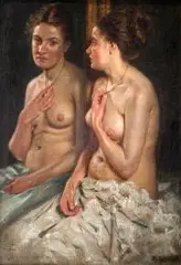 Albert Lipczyński, Portret Elisabeth z lustrem, olej, płótno