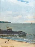 Kazimierz Pochwalski, Sopot. Łazienki Północne., olej, tektura