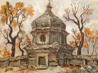 Bronisław Jamontt, Cerkiewka, 1943 r., 1943, tempera, tektura, 24